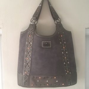 Christian Audigier Gray Pewter hobo bag New!